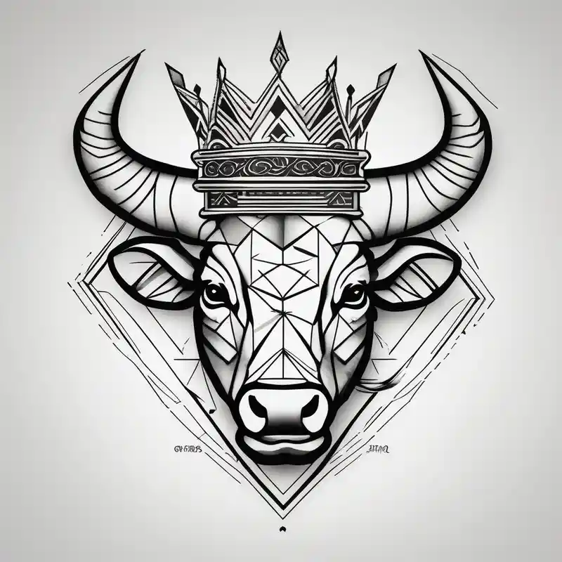 geometric style Ideas y diseños para tatuajes de calaveras en 2025 & Generar gratis about Bull symbol with crown bull-skull and Bull symbol with crown bull-skull