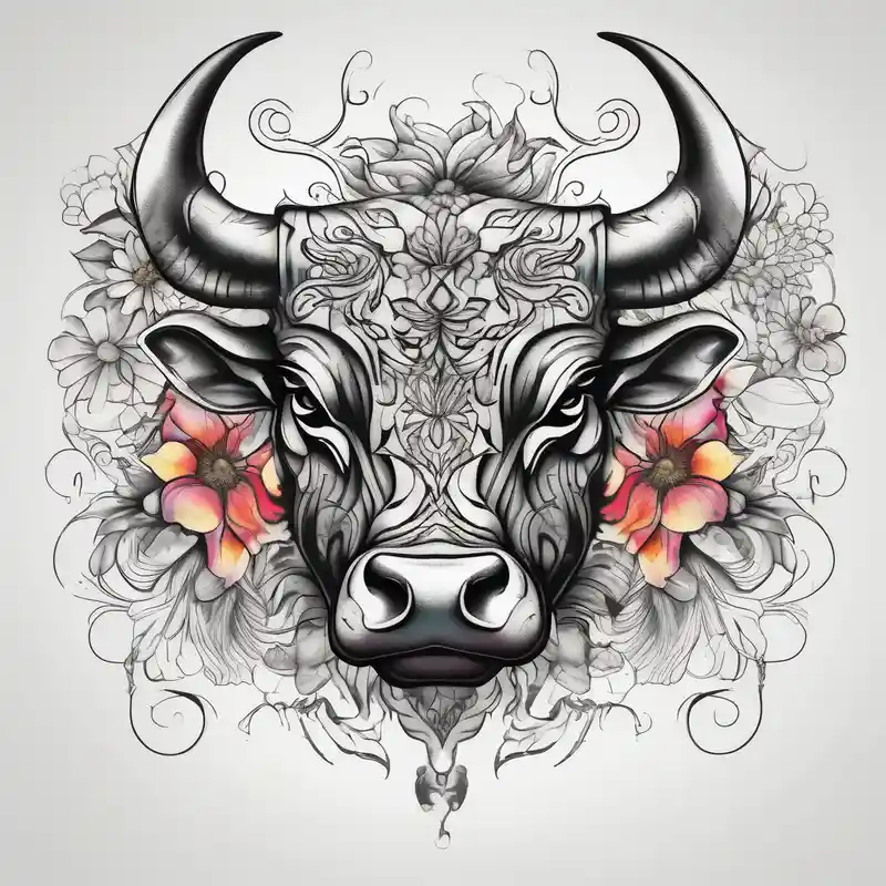 surreal style We the People Tattoo Ideas in 2025 about Bull with flowers bull-skull and Bull with flowers bull-skull