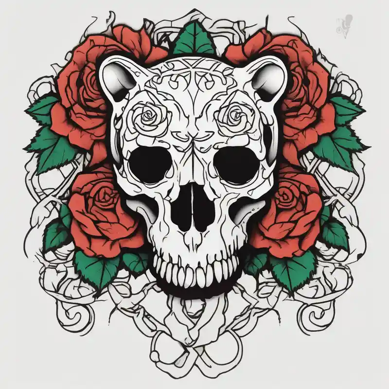 old school style Bull Skull Tattoo Ideas in 2025 about bear skull intertwined with climbing roses and thorny vines bull-skull and bear skull intertwined with climbing roses and thorny vines bull-skull