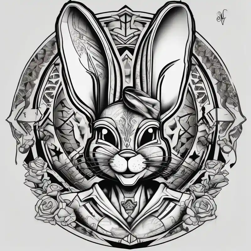 blackwork style Bunny Tattoo Ideas in 2025 about Chicano style bugs bunny and Chicano style bugs bunny