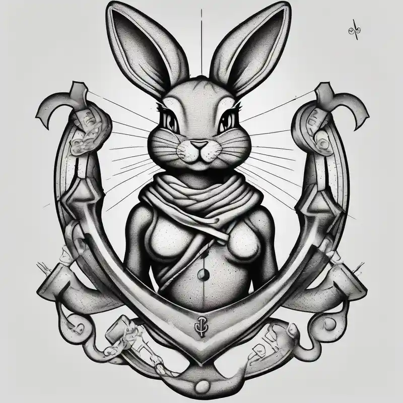 dotwork style Bunny Tattoo Ideas in 2025 about Lola bunny and anchor and Lola bunny and anchor