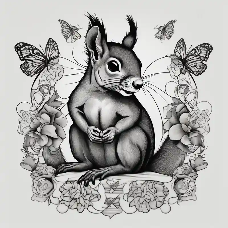 blackwork style Idées de pochoirs de tatouage de papillon en 2025 about A Squirrel with a butterfly in hands butterfly-hand and A Squirrel with a butterfly in hands butterfly-hand