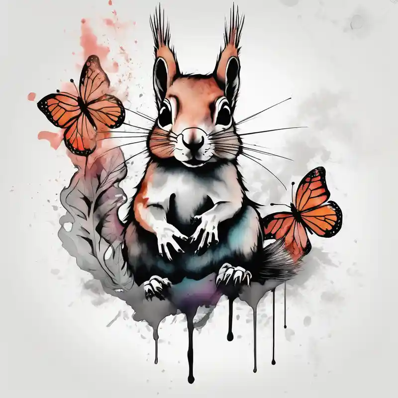 watercolor style Ideas de plantillas de tatuajes de mariposas en 2025 about A squirrel holding a butterfly and A squirrel holding a butterfly