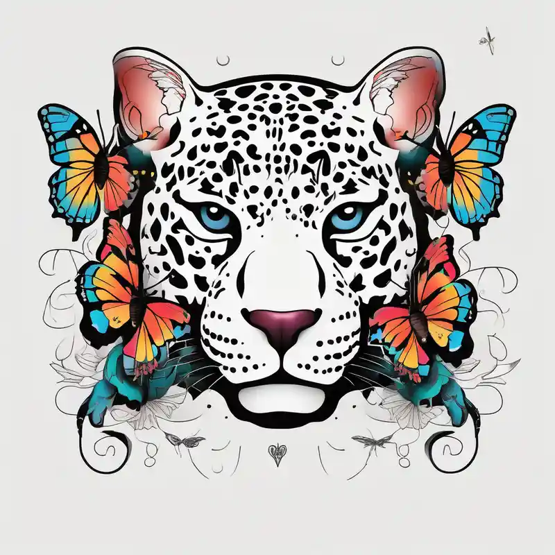 minimalist style Ideas de tatuajes de manos de mariposas en 2025 about head of 3 jaguars (1 mother and 2 cubs) surrounded by butterflies and hummingbirds in new old school style butterfly and head of 3 jaguars (1 mother and 2 cubs) surrounded by butterflies and hummingbirds in new old school style butterfly