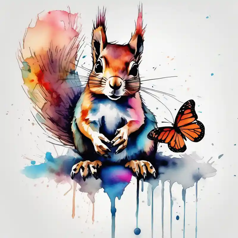 watercolor style Ideas de tatuajes de manos de mariposas en 2025 about Squirrel holding butterfly and Squirrel holding butterfly