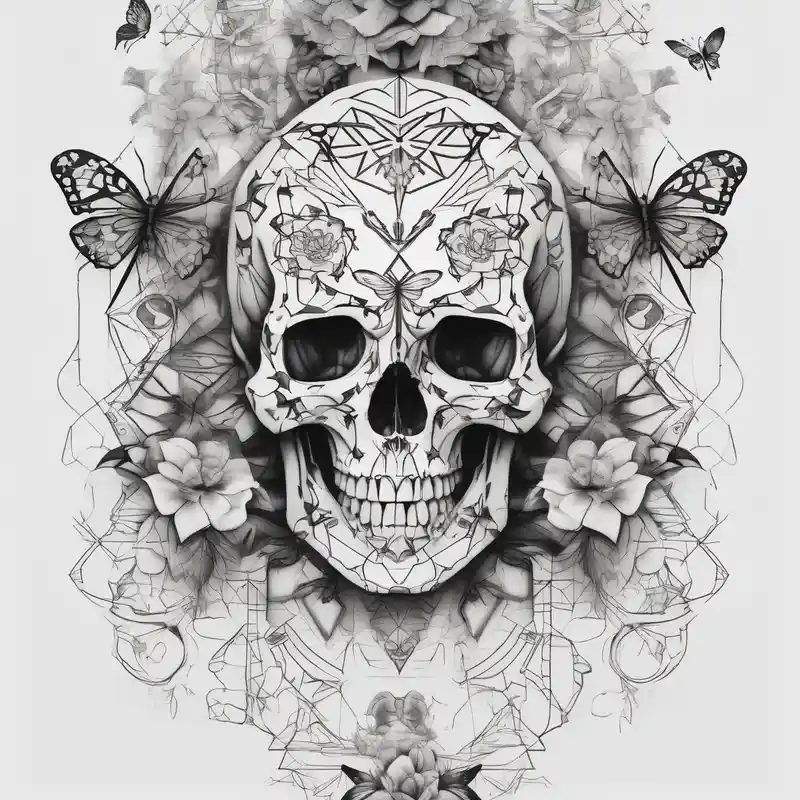 geometric style Sexy Women and Tattoos Tattoo Ideas in 2025 about Sexy Skelton  sleeve with butterflies and flowers and Sexy Skelton  sleeve with butterflies and flowers