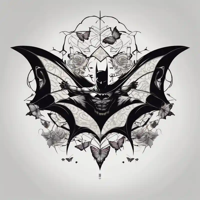 japanese style Batman Tattoo Ideas in 2025 about Small Batman symbol with butterflies all around it for a forearm tattoo and Small Batman symbol with butterflies all around it for a forearm tattoo