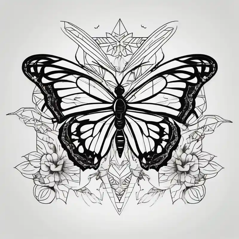 geometric style tattooDescriptions.monarch-butterfly-tattoo.title about monarch butterfly representing grandparents tying in elements of flowers and leaves tie in Hispanic culture into the design and monarch butterfly representing grandparents tying in elements of flowers and leaves tie in Hispanic culture into the design