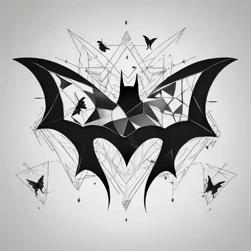 geometric style Batman Tattoo Ideas in 2025 about Small Batman symbol with 5 butterflies all around it for a forearm tattoo and Small Batman symbol with 5 butterflies all around it for a forearm tattoo