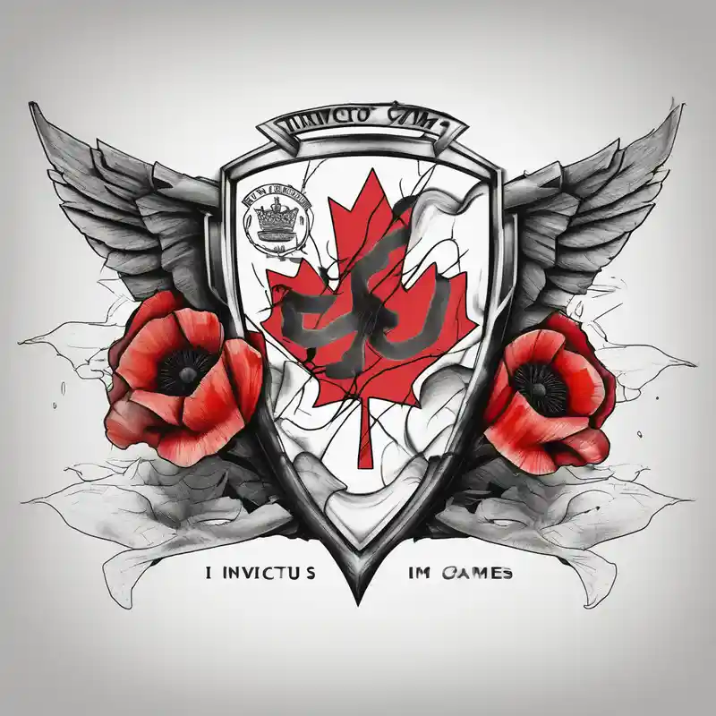 sketch style 2025年のカーカスロゴタトゥーアイデア about I AM Invictus Games tattoo with Canada and UK flag. Include poppies and RAF logo carcass-logo and I AM Invictus Games tattoo with Canada and UK flag. Include poppies and RAF logo carcass-logo