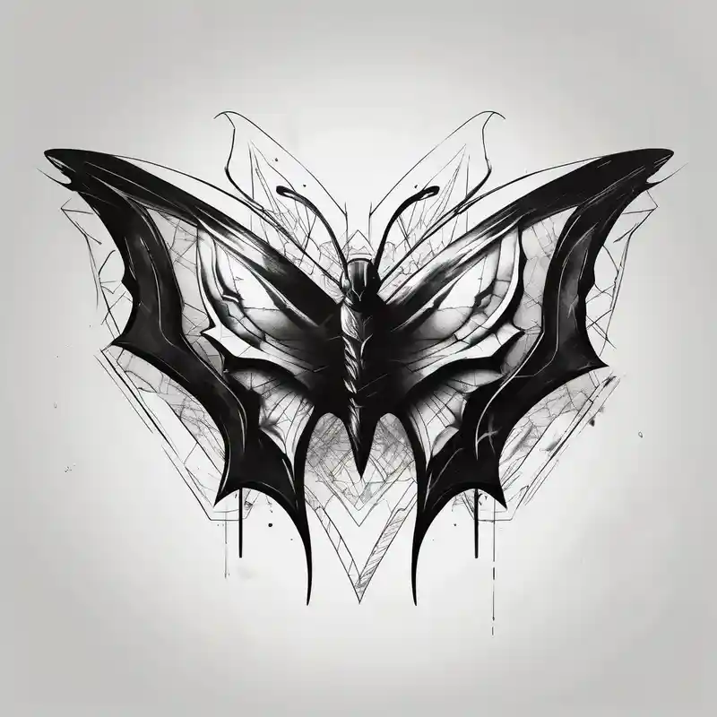 sketch style Batman Tattoo Ideas in 2025 about Butterfly with Batman logo carcass-logo and Butterfly with Batman logo carcass-logo