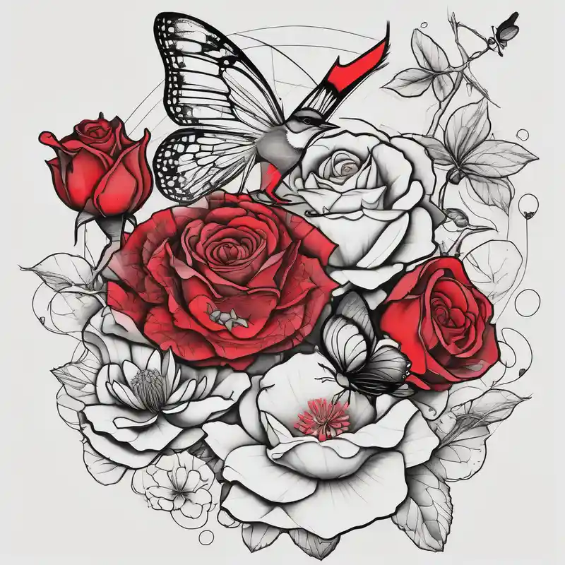 roses, Libra lady, butterflies, lotus flower, cherry blossom flowers, a red cardinal cherry-blossom