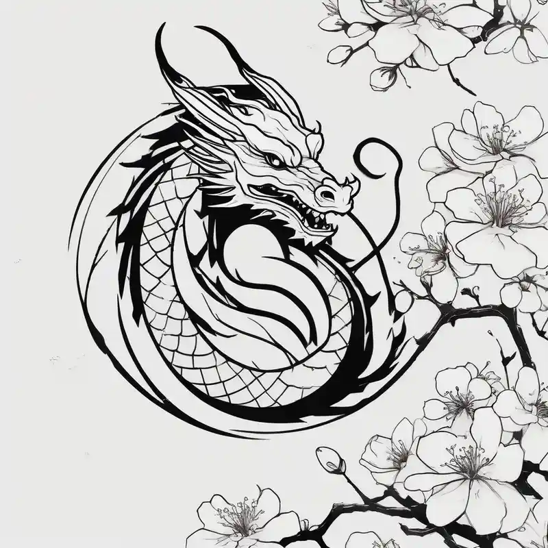 Feminine dragon w cherry blossoms cherry-blossom