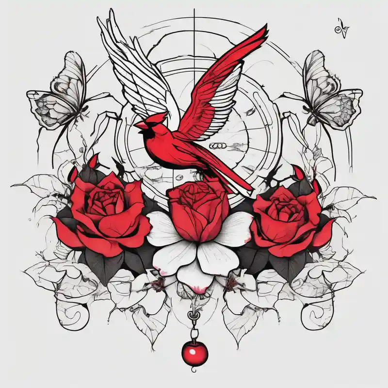 roses, Libra lady, butterflies, lotus flower, cherry blossom flowers, a red cardinal cherry-blossom