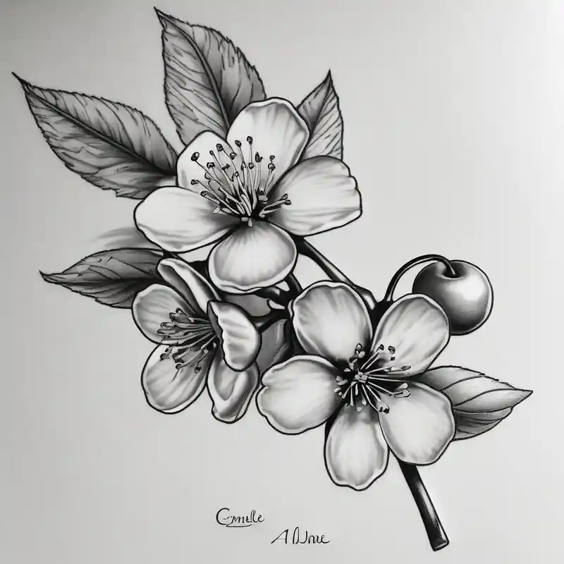 realistic style Cherry Blossom Tattoo Ideas in 2025 about small cherry blossom with name anne and emile cherry-blossom and small cherry blossom with name anne and emile cherry-blossom