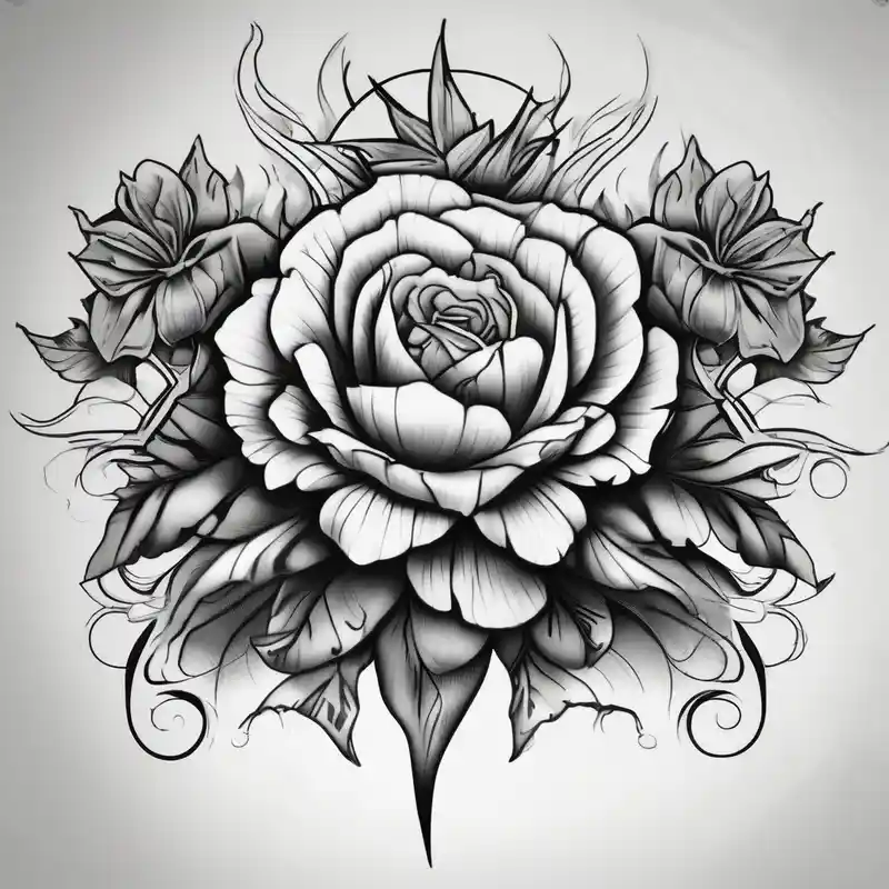 black and white style Flower Tattoo Ideas in 2025 & free generation about Chicano and flowers