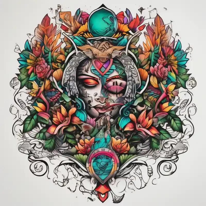 surreal style Family Tattoo Ideas in 2025 about Chicano inspired Tattoo that incorporates love for family and importance of building wealth. Include elements of the Pacific Northwest Forrest and Chicano inspired Tattoo that incorporates love for family and importance of building wealth. Include elements of the Pacific Northwest Forrest