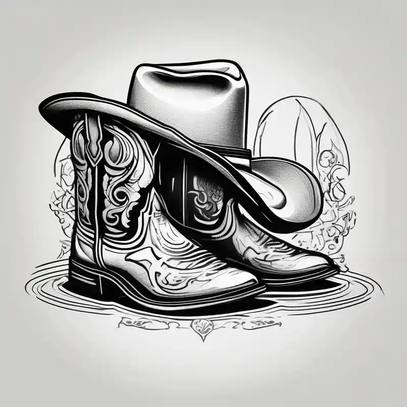 blackwork style Men's Behind the Ear Tattoo Ideas and Designs about A pair of flip flops and a pair of mens boots