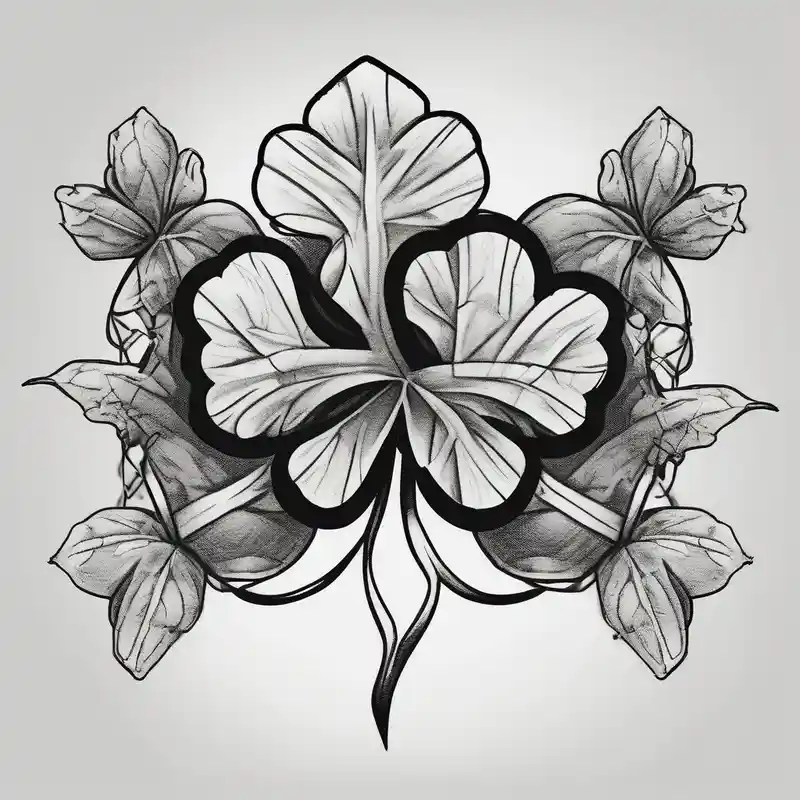 blackwork style Men's Behind the Ear Tattoo Ideas and Designs about mens chest tattoo with four 4 leaf clovers on the collar bone christian-for-men and mens chest tattoo with four 4 leaf clovers on the collar bone christian-for-men