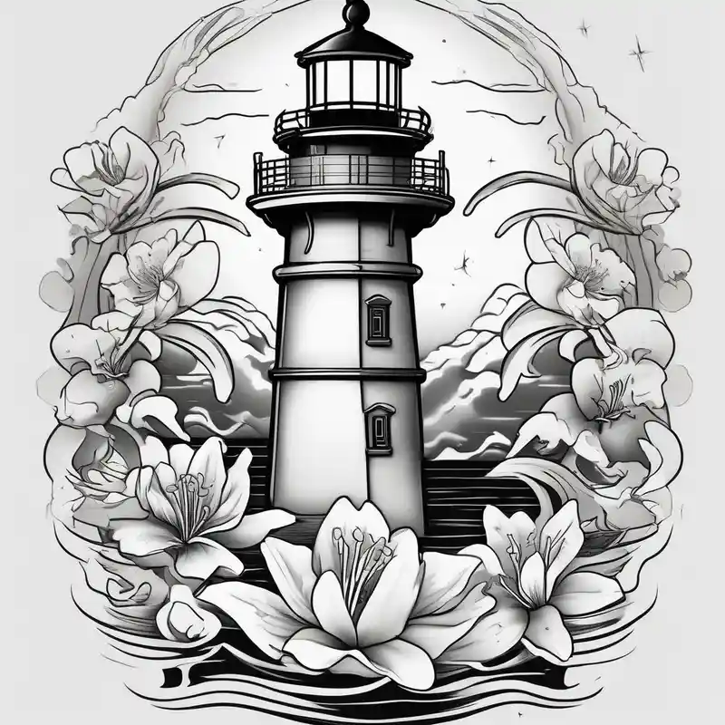 japanese style Christian Tattoos for Men in 2024 about A light house with a lily flower in the bottom and christian imagery would be nice and the flowers should be a bit subtle as it is for a man christian-for-men and A light house with a lily flower in the bottom and christian imagery would be nice and the flowers should be a bit subtle as it is for a man christian-for-men