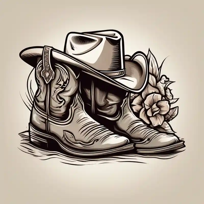 old school style Men's Behind the Ear Tattoo Ideas and Designs about A pair of flip flops and a pair of mens boots