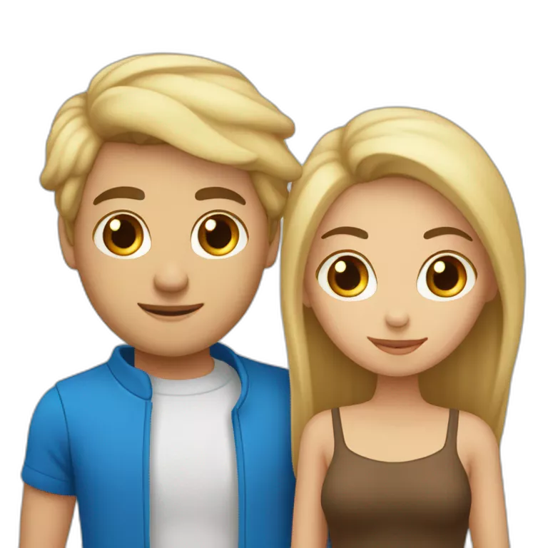 Couple avec homme blond aux yeux très bleus et femme blonde cheveux lisse aux yeux marrons