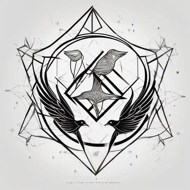 geometric style tattooDescriptions.star-tattoo-designs.title about two birds sitting and stars and infinity theme couples tattoo couple-for-couples