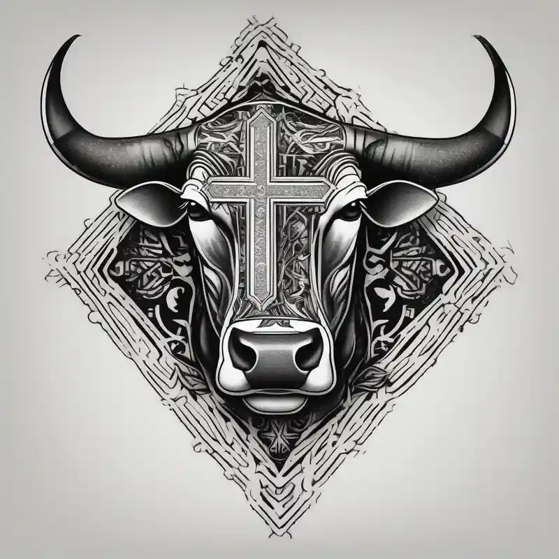 blackwork style Ideas de tatuajes de vacas en 2025 about leather  detail with cow tag and cross sleeve and leather  detail with cow tag and cross sleeve