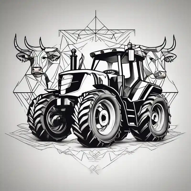 geometric style Cow Tattoo Ideas in 2025 about Cows and tractors