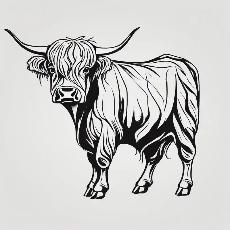 minimalist style Cow Tattoo Ideas in 2025 about goofy highland cow standing on hind legs and goofy highland cow standing on hind legs