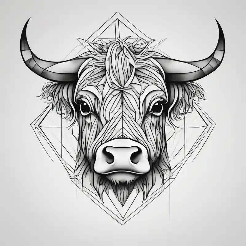 geometric style Cow Tattoo Ideas in 2025 about baby highland cow and baby highland cow