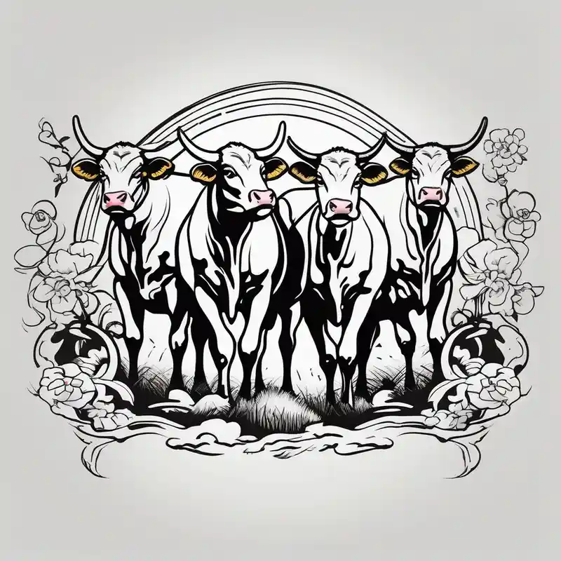 japanese style 2025年の牛のタトゥーアイデア about COWS IN FARM and COWS IN FARM