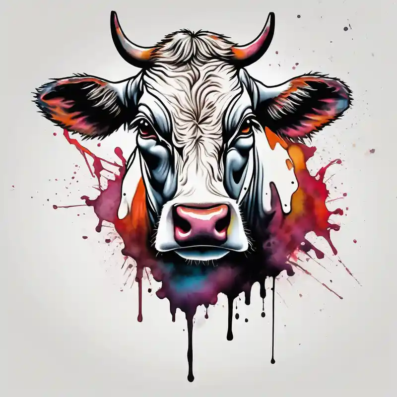 watercolor style Cow Tattoo Ideas in 2025 about India cow and India cow