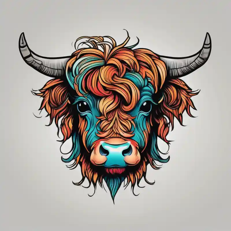 old school style Idées de tatouages de vache en 2025 about baby highland cow and baby highland cow