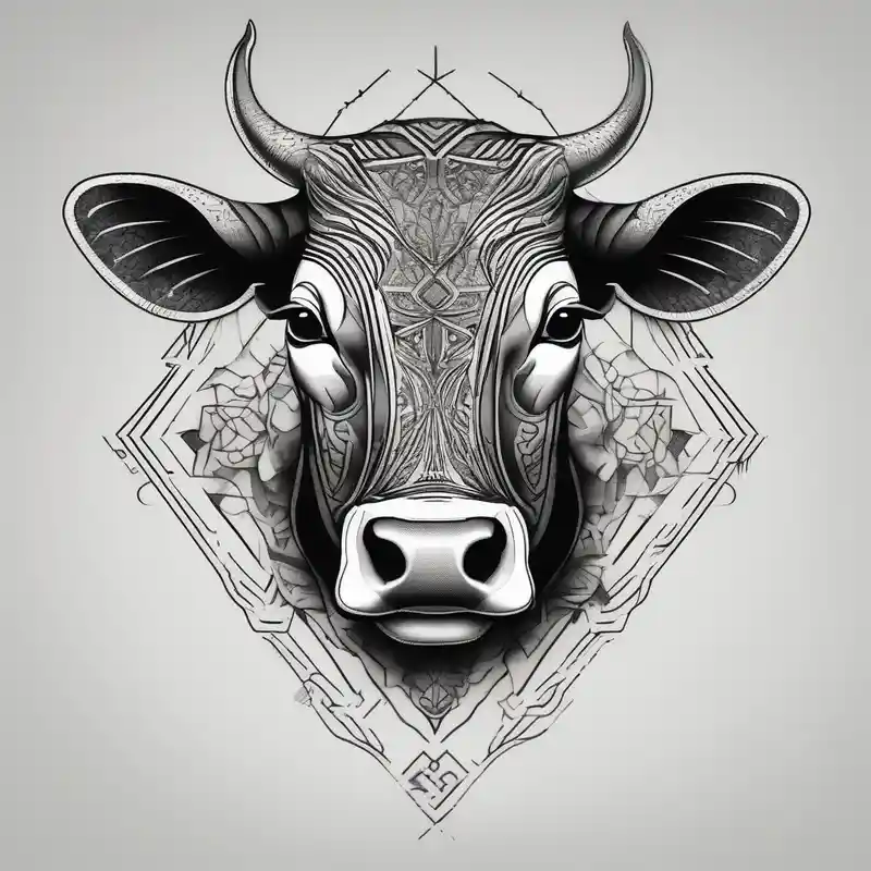 blackwork style Cow Tattoo Ideas in 2025 about India cow and India cow