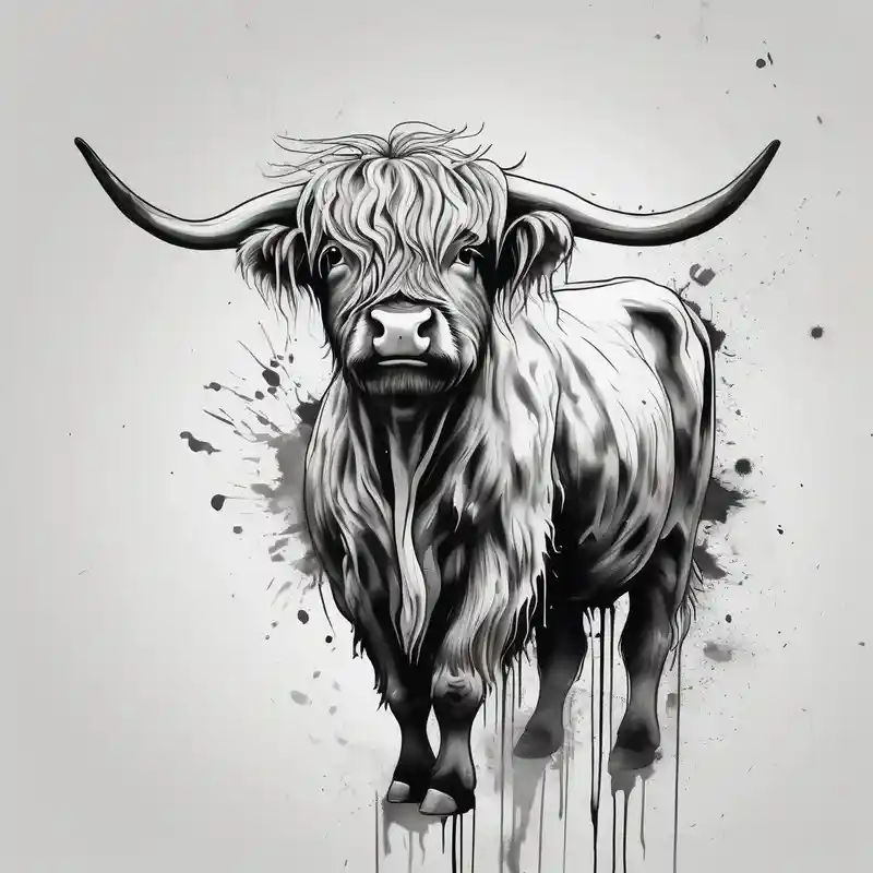 watercolor style Cow Tattoo Ideas in 2025 about highland cow smiling standing on hind legs and highland cow smiling standing on hind legs