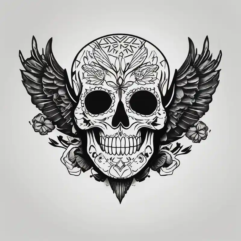 Half crow half dove sugar skull