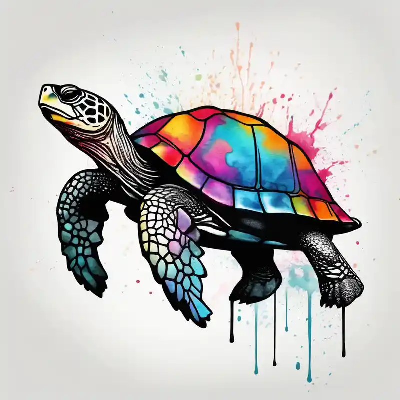 watercolor style Cute Tattoo Ideas in 2025 about psychedelic turtle and from the top