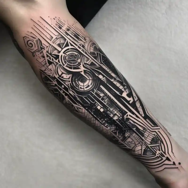 dotwork style Ideas de tatuajes ciberpunk en 2025 about cyberpunk 2077 and forearm tattoo