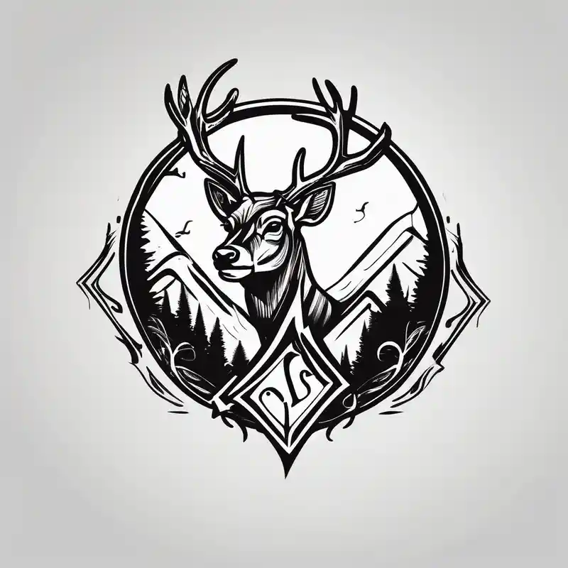 A logo for an outdoors company that includes an "S" and an "M". Includes a deer