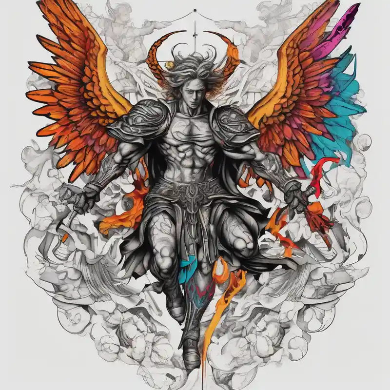 surreal style The World Is Yours Tattoo Ideas in 2025 about Michael the archangel fighting demons demonic-demon and Michael the archangel fighting demons demonic-demon