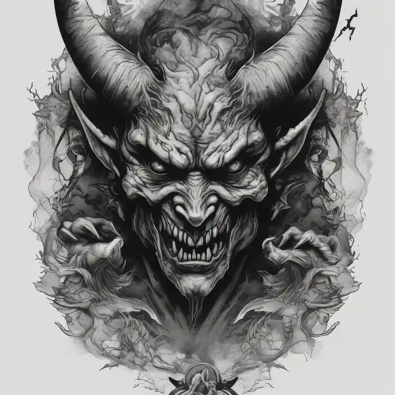 realistic style Back Neck Tattoo Male Ideas in 2025 about Demons in hell devil in background demonic-demon and Demons in hell devil in background demonic-demon