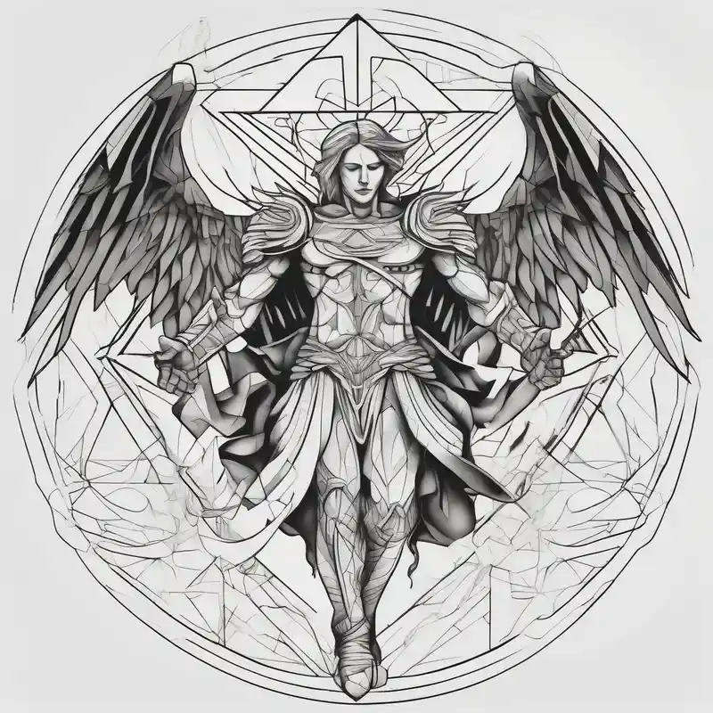 geometric style The World Is Yours Tattoo Ideas in 2025 about Michael the archangel fighting demons demonic-demon and Michael the archangel fighting demons demonic-demon