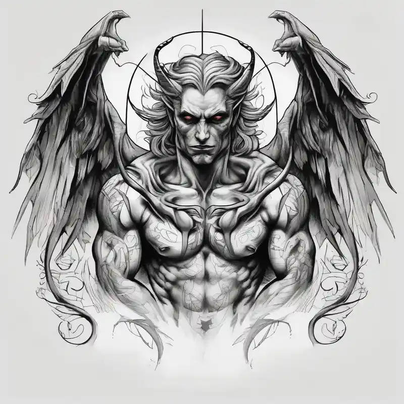 sketch style 2025年の悪魔的なタトゥーアイデア about devilish angel demon demonic-demon and devilish angel demon demonic-demon