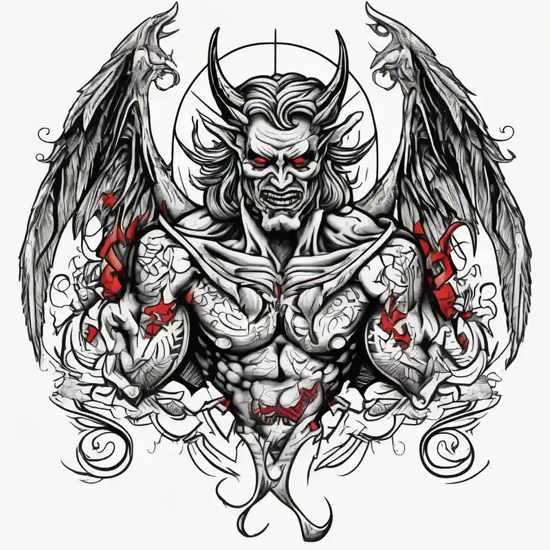 old school style 2025年の黒人男性向けのエンジェルネックタトゥーのアイデア about devilish angel demon demonic-demon and devilish angel demon demonic-demon