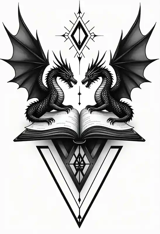 geometric style Book Tattoo Ideas in 2025 about Open book and coming to life