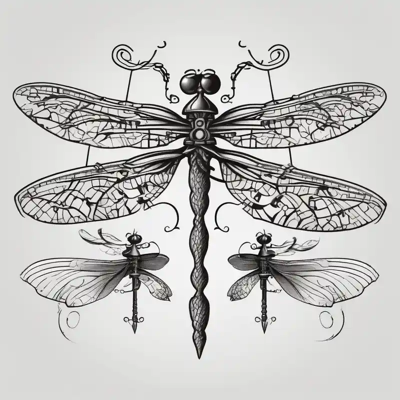 cartoon style Ideas de tatuajes de libélulas en 2025 about 2 Dragonflies one with a lock as the chest 
and the other has a key for the tail fine black line style dragonfly and 2 Dragonflies one with a lock as the chest 
and the other has a key for the tail fine black line style dragonfly