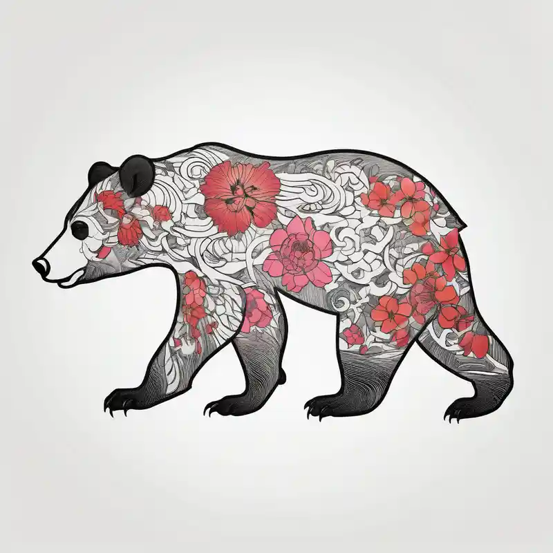 japanese style Tattoo Drawing Ideas in 2025 & free generation about Outline drawing of the profile of a mama bear followed by three cubs in a line. The four bears are connected together with a delicate floral pattern. drawings and Outline drawing of the profile of a mama bear followed by three cubs in a line. The four bears are connected together with a delicate floral pattern. drawings