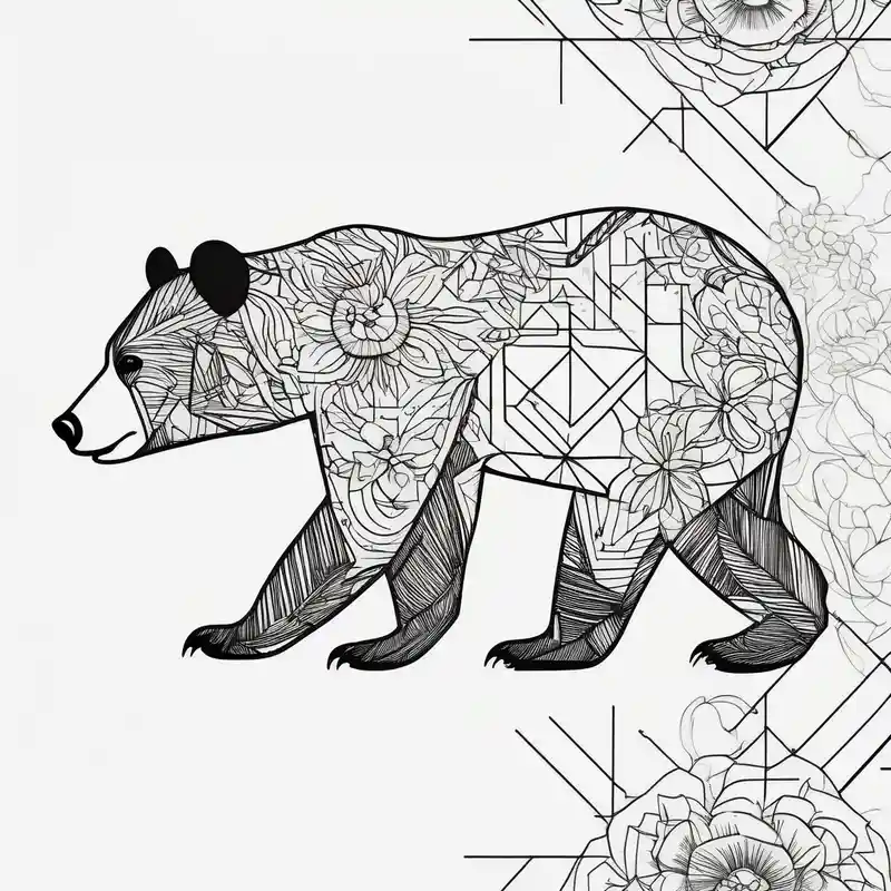 geometric style Tattoo Drawing Ideas in 2025 & free generation about Outline drawing of the profile of a mama bear followed by three cubs in a line. The four bears are connected together with a delicate floral pattern. drawings and Outline drawing of the profile of a mama bear followed by three cubs in a line. The four bears are connected together with a delicate floral pattern. drawings