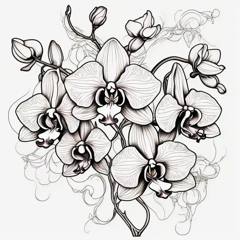 old school style Ideas y Diseños de Tatuajes de Tigre para 2025 & Generar gratis about Five delicate fine line orchids different size realistic and a mix of vagina. Are connected with branches ed-tiger-lilly-is-fun-size-for-a-reason and Five delicate fine line orchids different size realistic and a mix of vagina. Are connected with branches ed-tiger-lilly-is-fun-size-for-a-reason